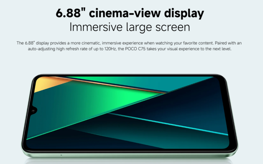 POCO C75 5G Design and Display